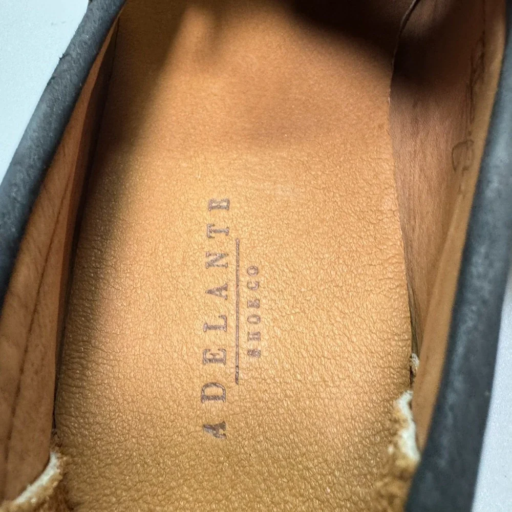 Adelante Shoe Co The Luca Men's Leather Penny Loafers Black Nubuck Leather 13EEE